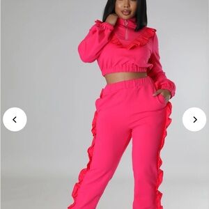 Stylish Pink Ruffle Jumpsuit